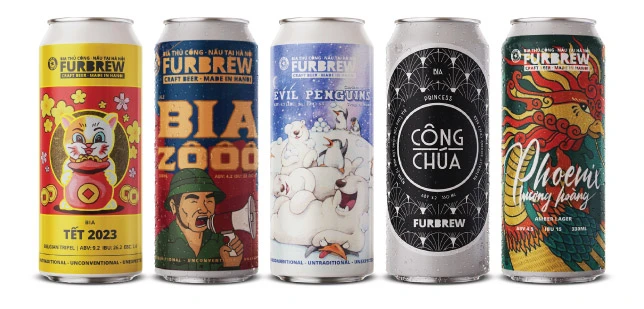 full range of Furbrew craft beer labels